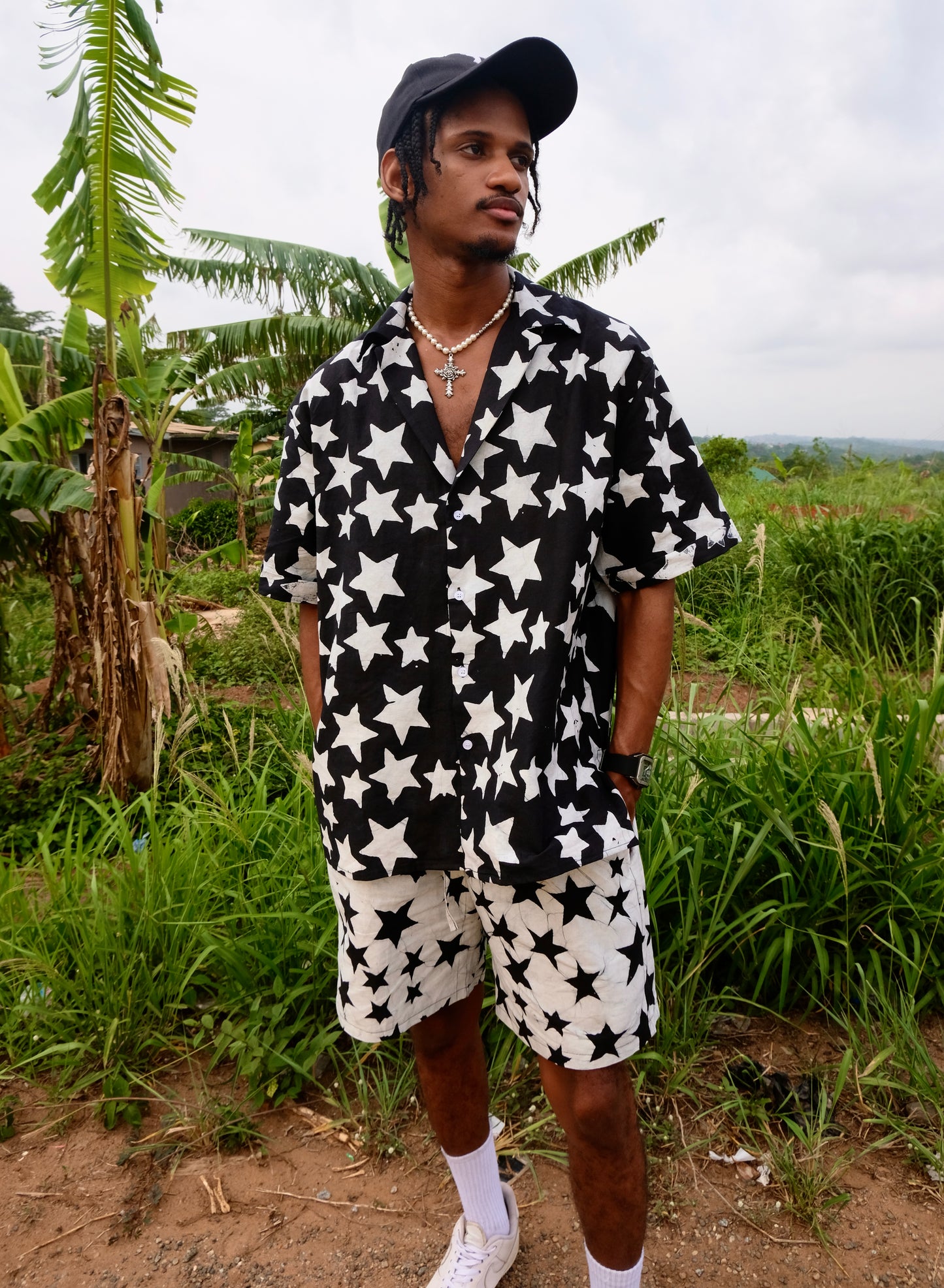 UNISEX DAWA SHORTS | BLACK STAR-READY TO SHIP