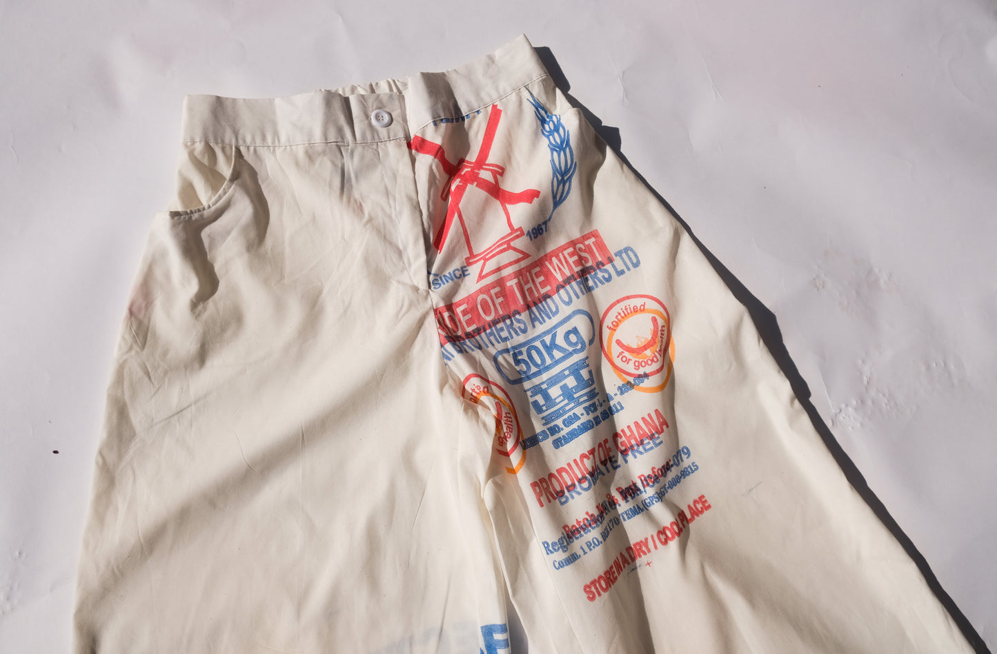 RECYCLED FLOUR SACK PANTS