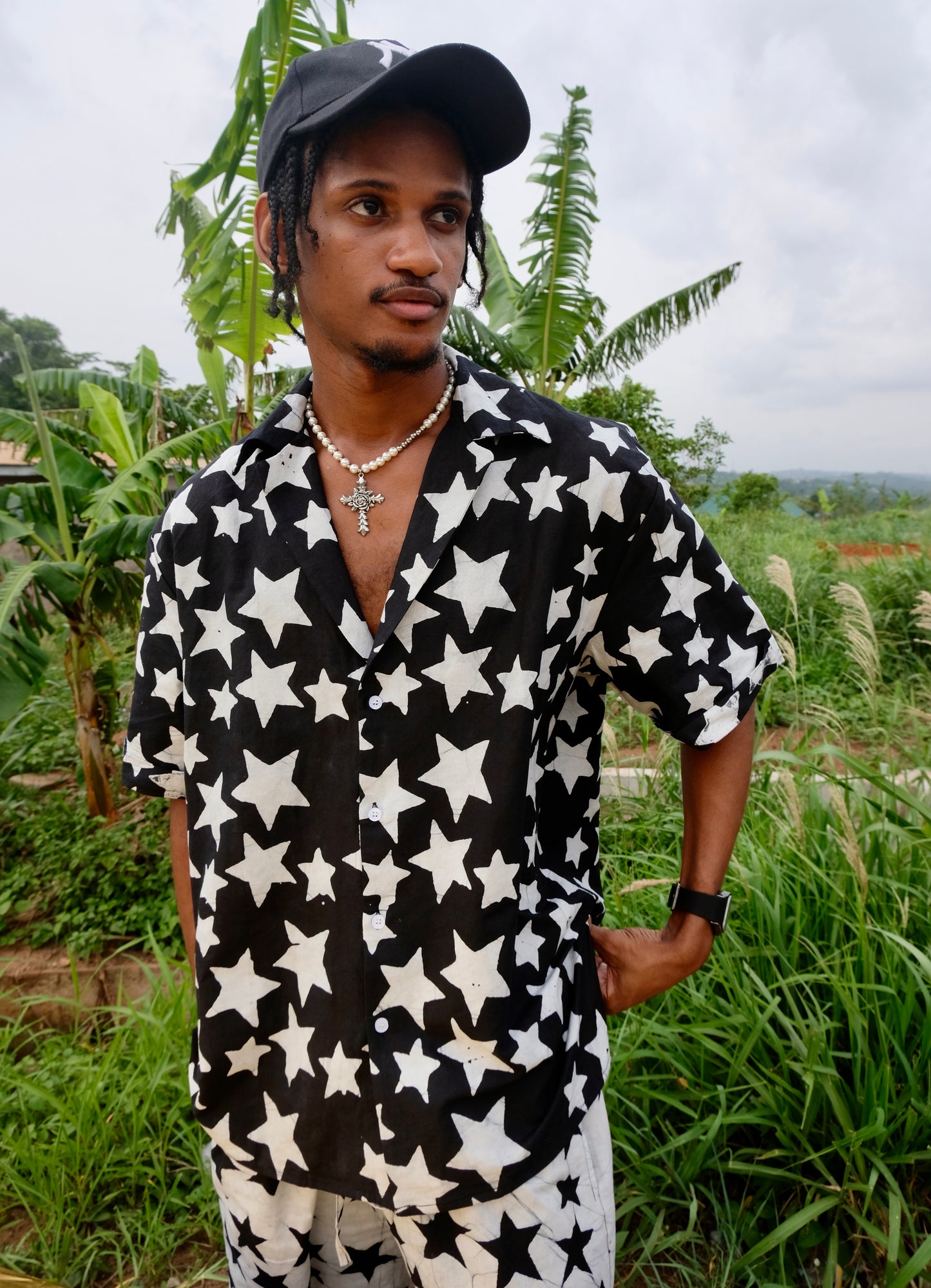 CAPE COAST UNISEX BOWLING SHIRT  | BLACK STAR- READY TO SHIP