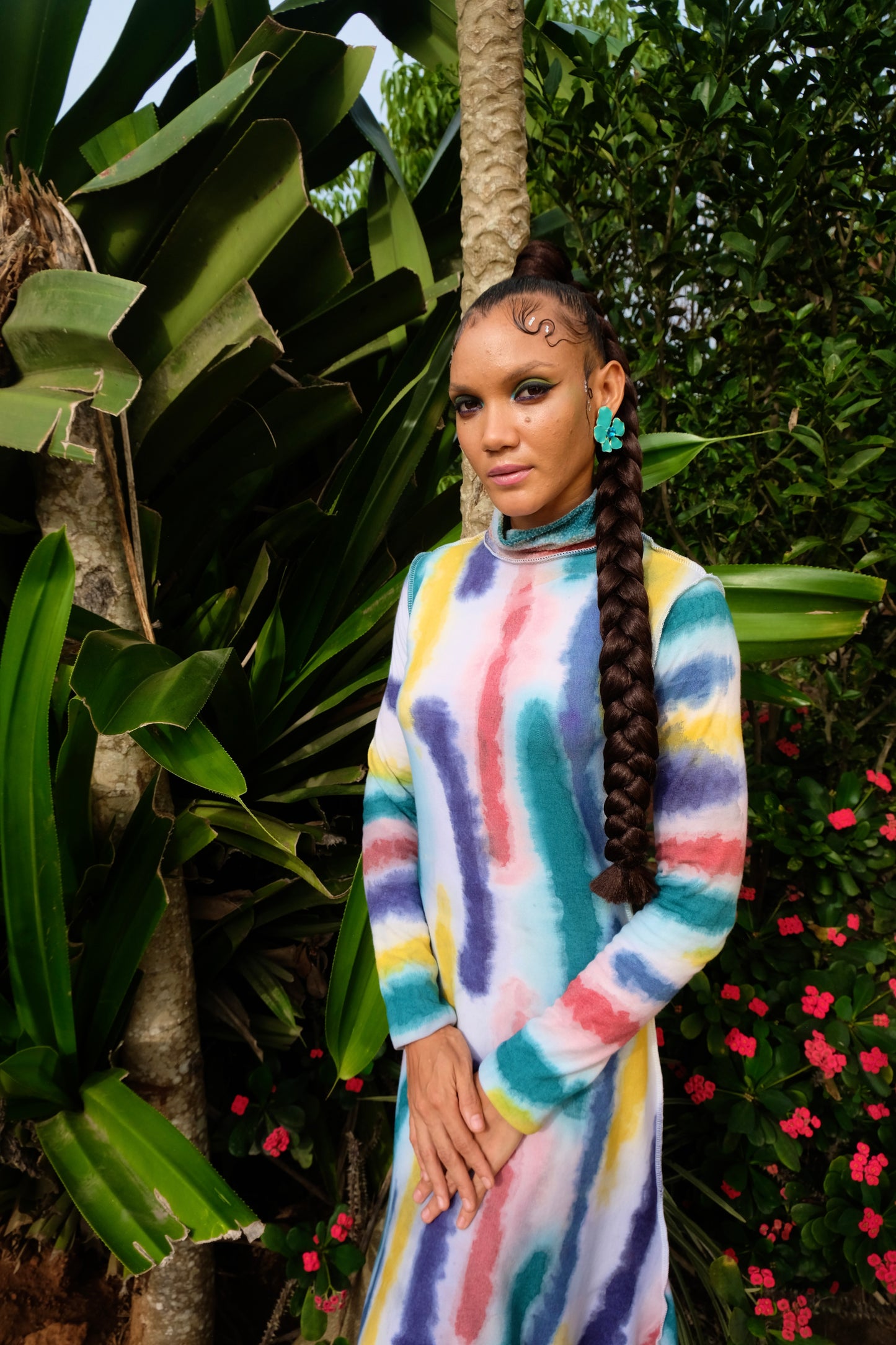 ARABA TURTLENECK DRESS | BRUSH STROKES