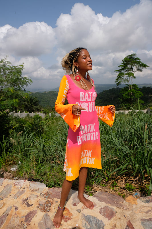 ARABA BELL SLEEVE DRESS | SUNSET-READY TO SHIP-SIZE SMALL