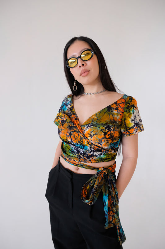 SAKUMONO WRAP TOP  | MARBLE- READY TO SHIP