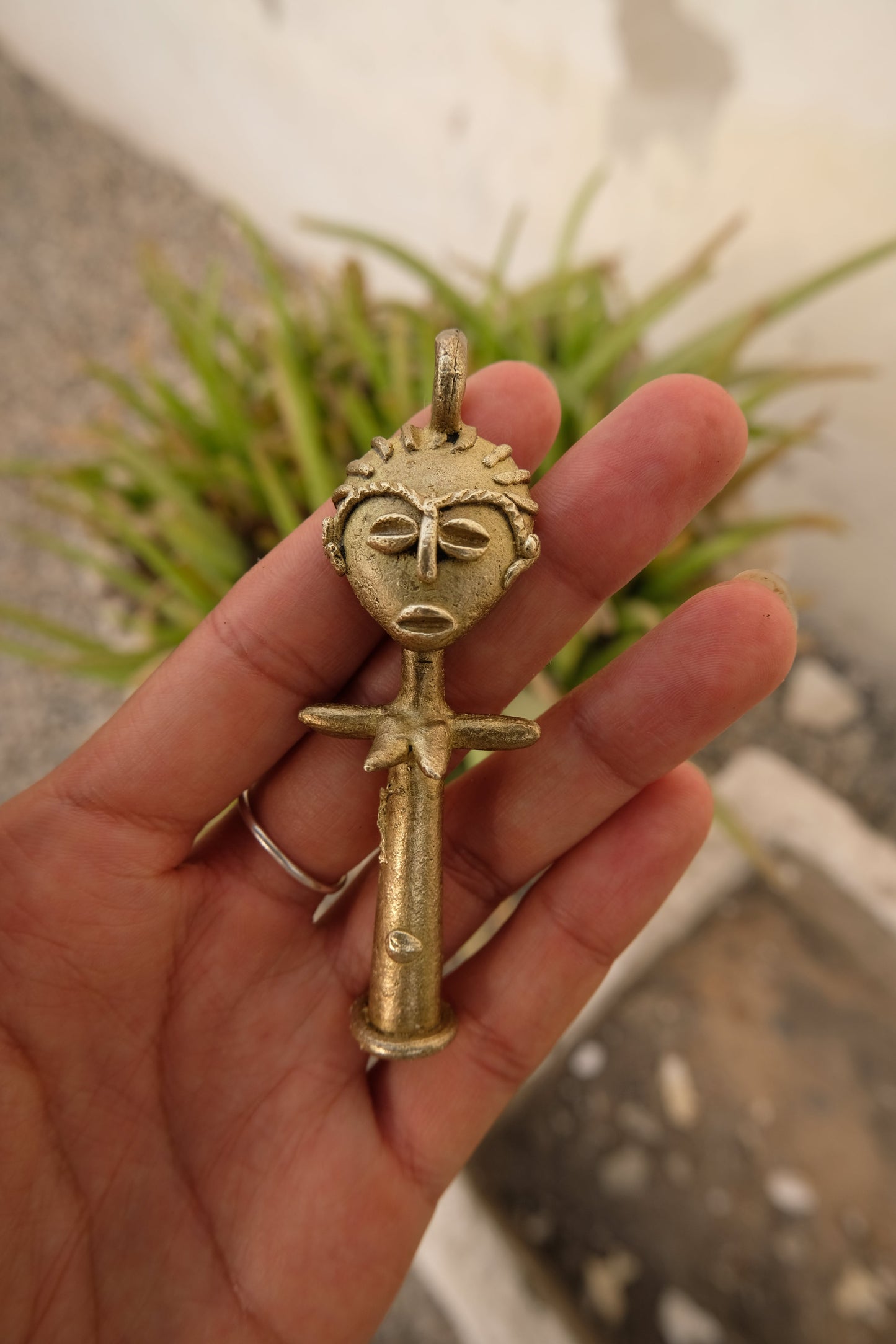 LARGE AKU'ABA BRASS FERTILITY DOLL PENDANT