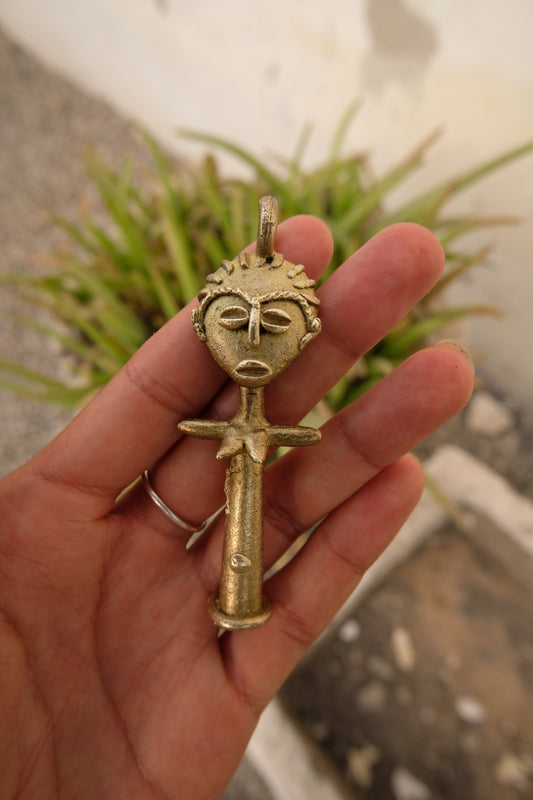 LARGE AKU'ABA BRASS FERTILITY DOLL PENDANT