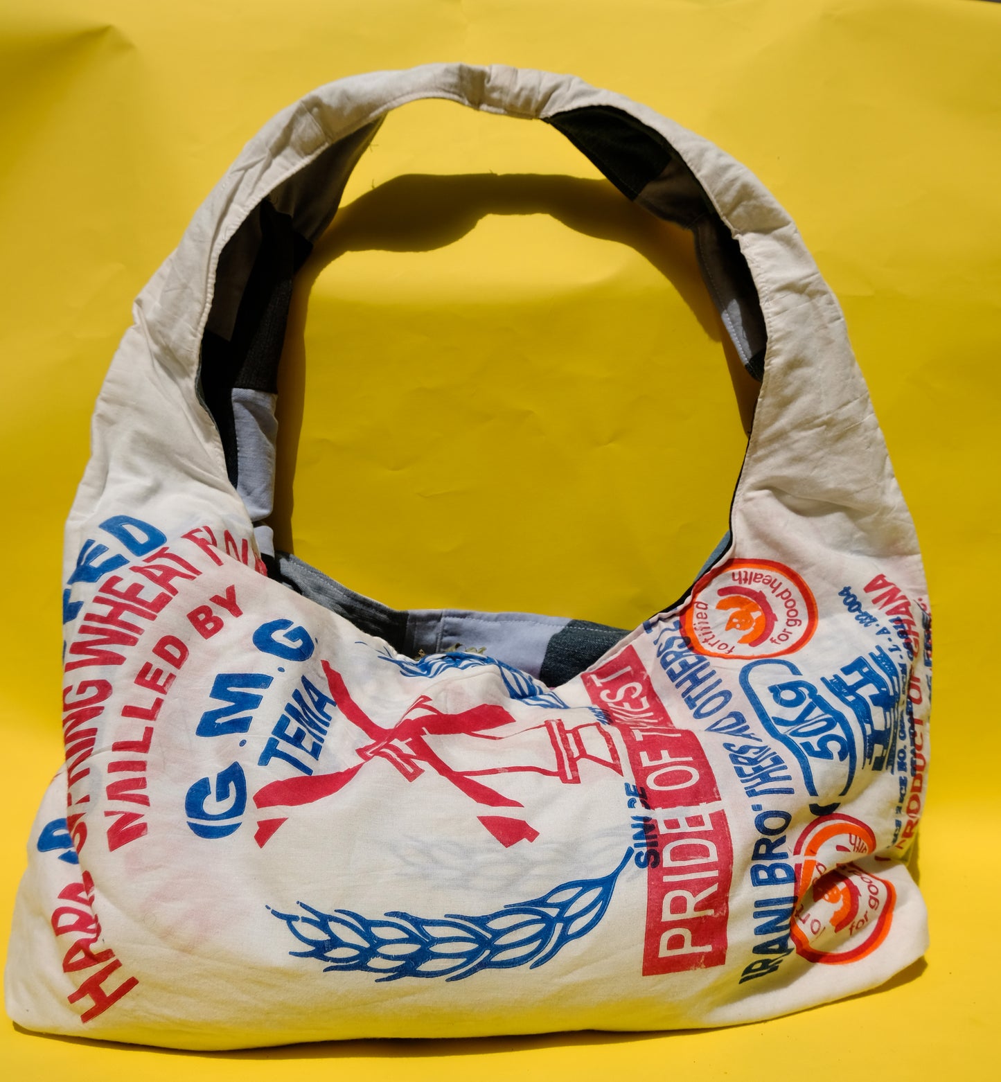 Oversized Reversible Denim Patchwork Crossbody Bag