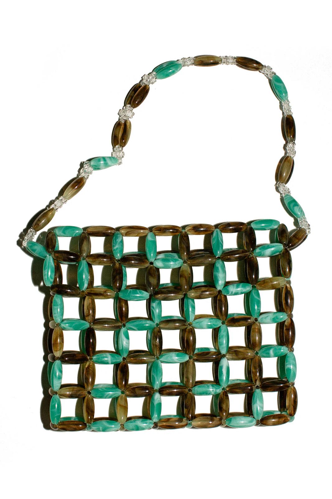 BB BAG | BEADED BAG | EMERALD GREEN/ COFFEE BROWN