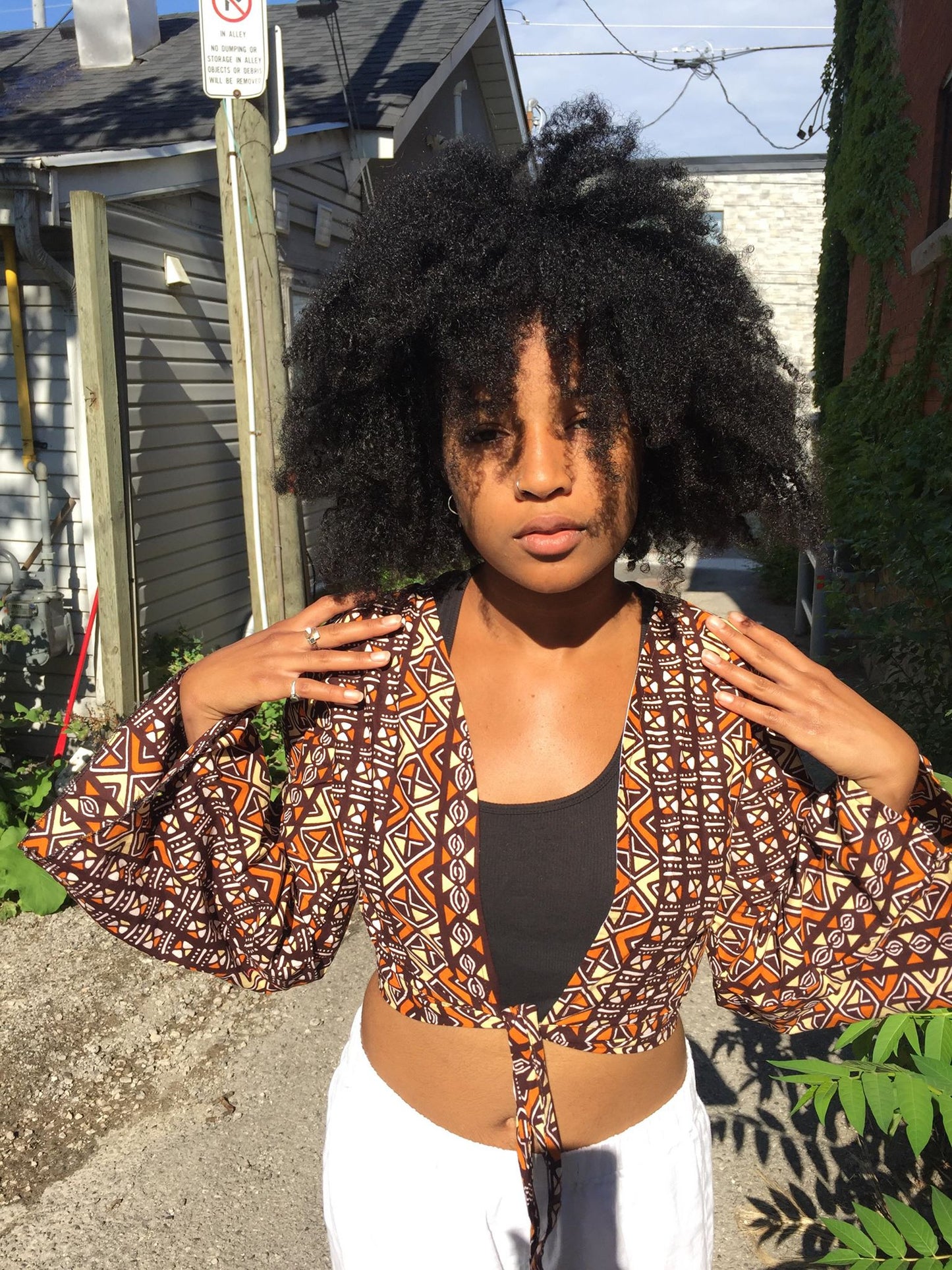 Bell Sleeve Tie Up Top