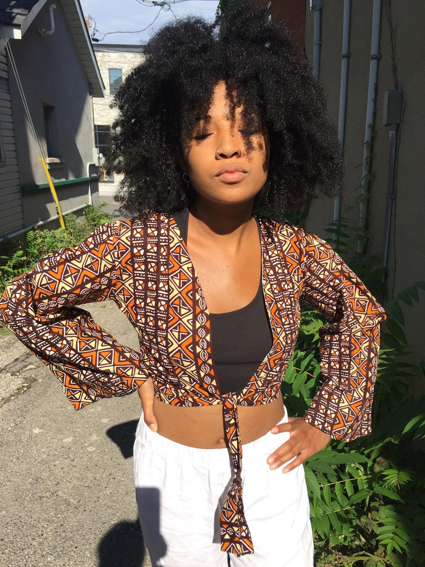 Bell Sleeve Tie Up Top