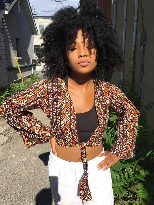 Bell Sleeve Tie Up Top