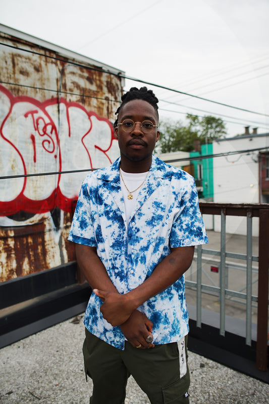 CAPE COAST BOWLING SHIRT | CERULEAN| READY TO SHIP- SIZE MEDIUM