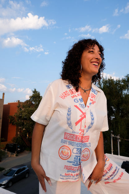 RECYCLED FLOUR SACK TEE | CAPE COAST UNISEX BOWLING SHIRT