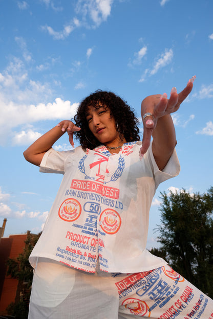 RECYCLED FLOUR SACK TEE | CAPE COAST UNISEX BOWLING SHIRT