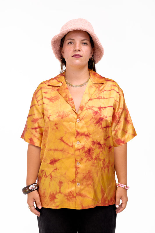 UNISEX CAPE COAST UNISEX BOWLING SHIRT | ADIRE SUN FLARE