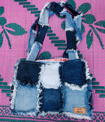 Denim Patchwork Tote Bag