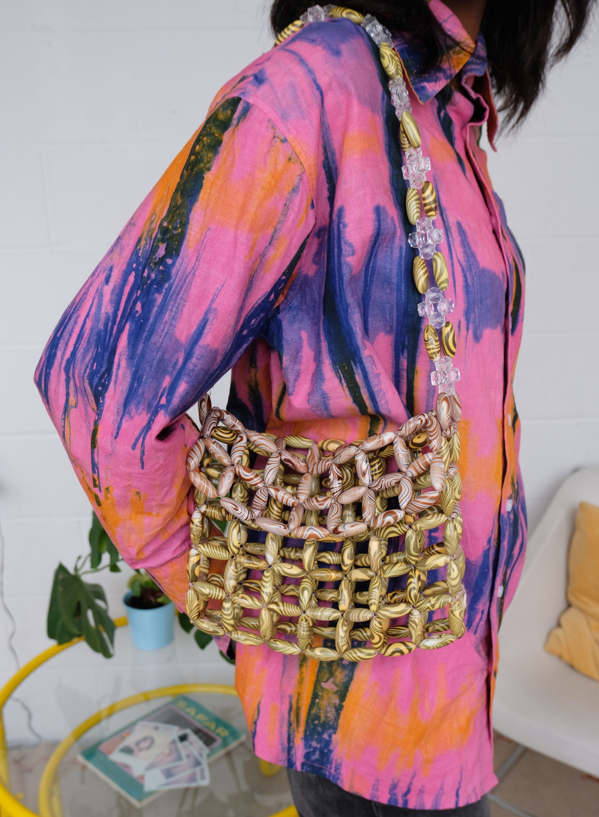 BB BAG | BEADED BAG | EMERALD GREEN/ COFFEE BROWN