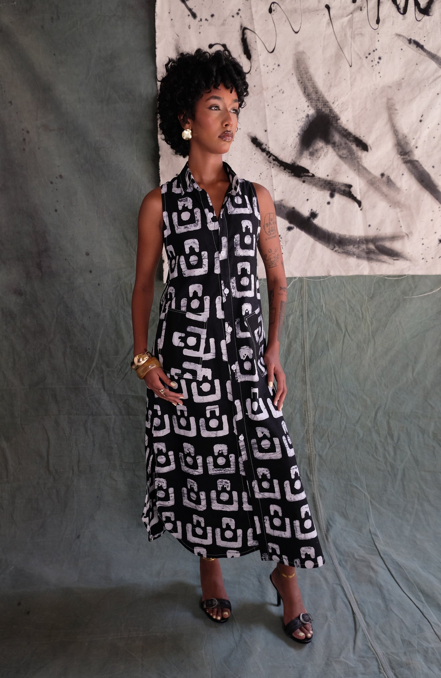 AMA VEST DRESS I GRAPHITE