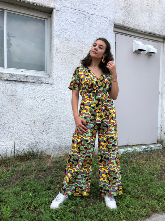 TESHIE JUMPSUIT| SQUIGGLE-READY TO SHIP-SIZE MEDIUM